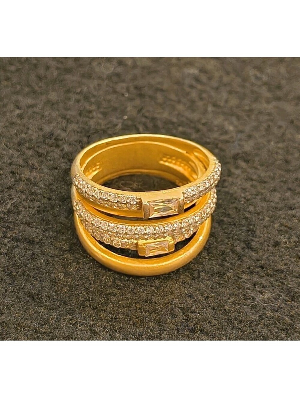 Freida Rothman Industrial Matte Gold Over Sterling Silver Cocktail Ring Sz 7